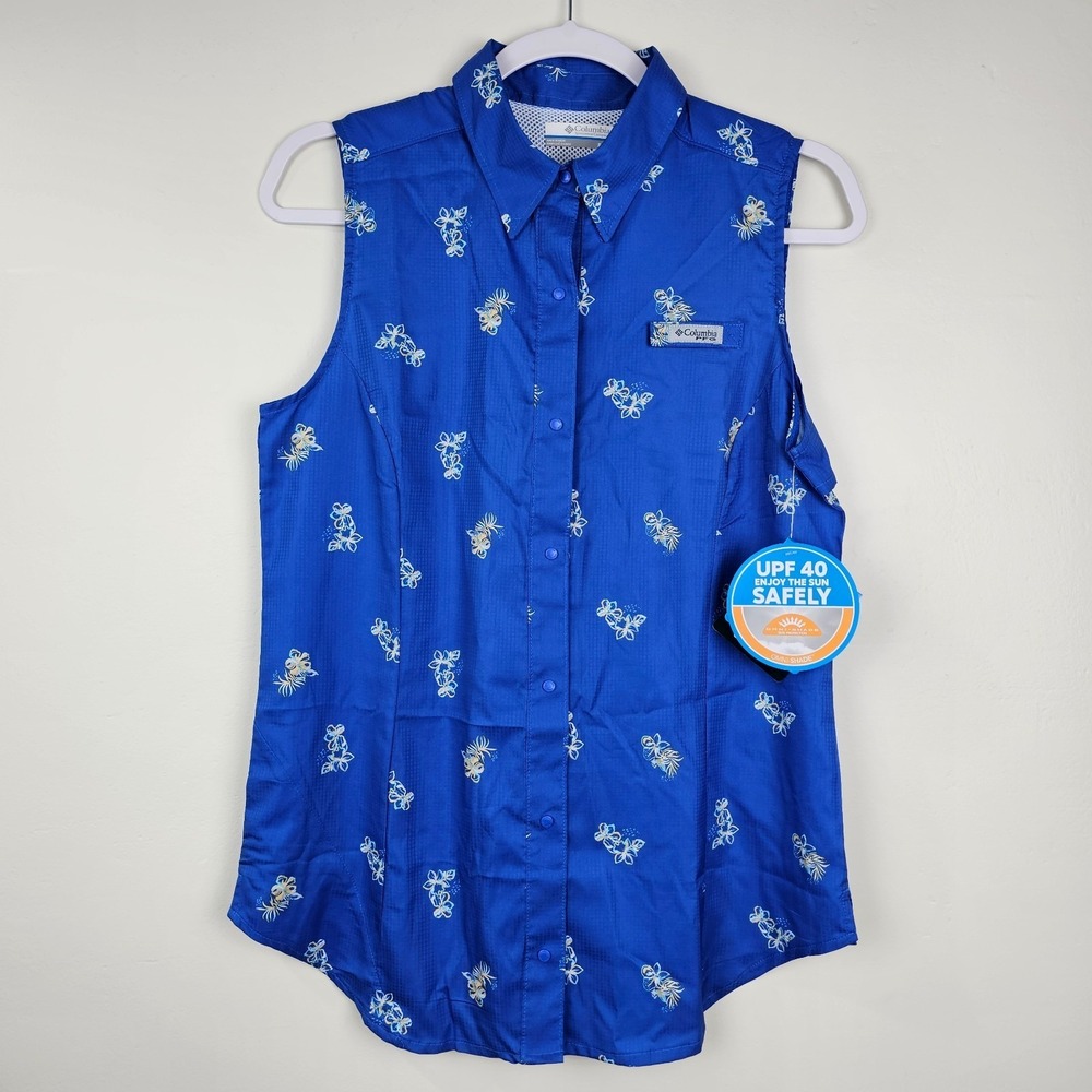 Columbia Womans Tamiami PFG Fishing Gear Sleeveless Shirt SIZE S‎